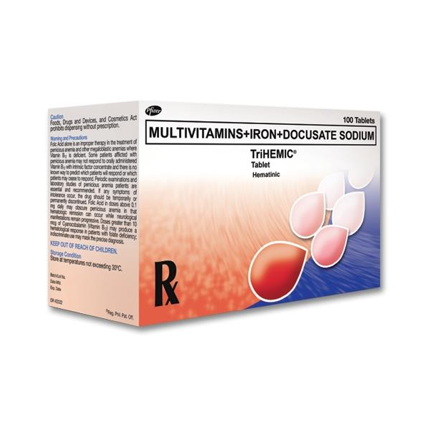 TRIHEMIC Multivitamins / Iron / Docusate Sodium Tablet 1's price in the ...